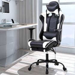 Brand New Gaming Chairs with Footrest, Ergonomic OfficeChairs, Adjustable Swivel Leather DeskChairs, Reclining High Back Computer Chairs with Lumbar S