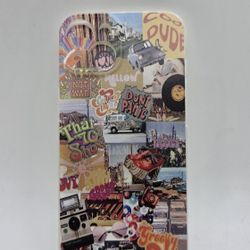 Colorful retro collage iphone 14 case with multi-colored vibrant designs