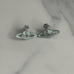 Blue Enamel bAS Relief Earrings 