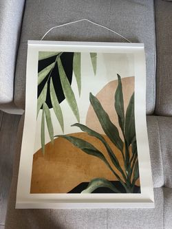 Tropical abstract print with hanging magnetic  frame