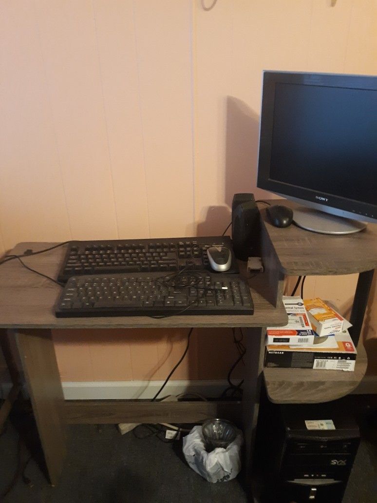 Computer Desk and Computer