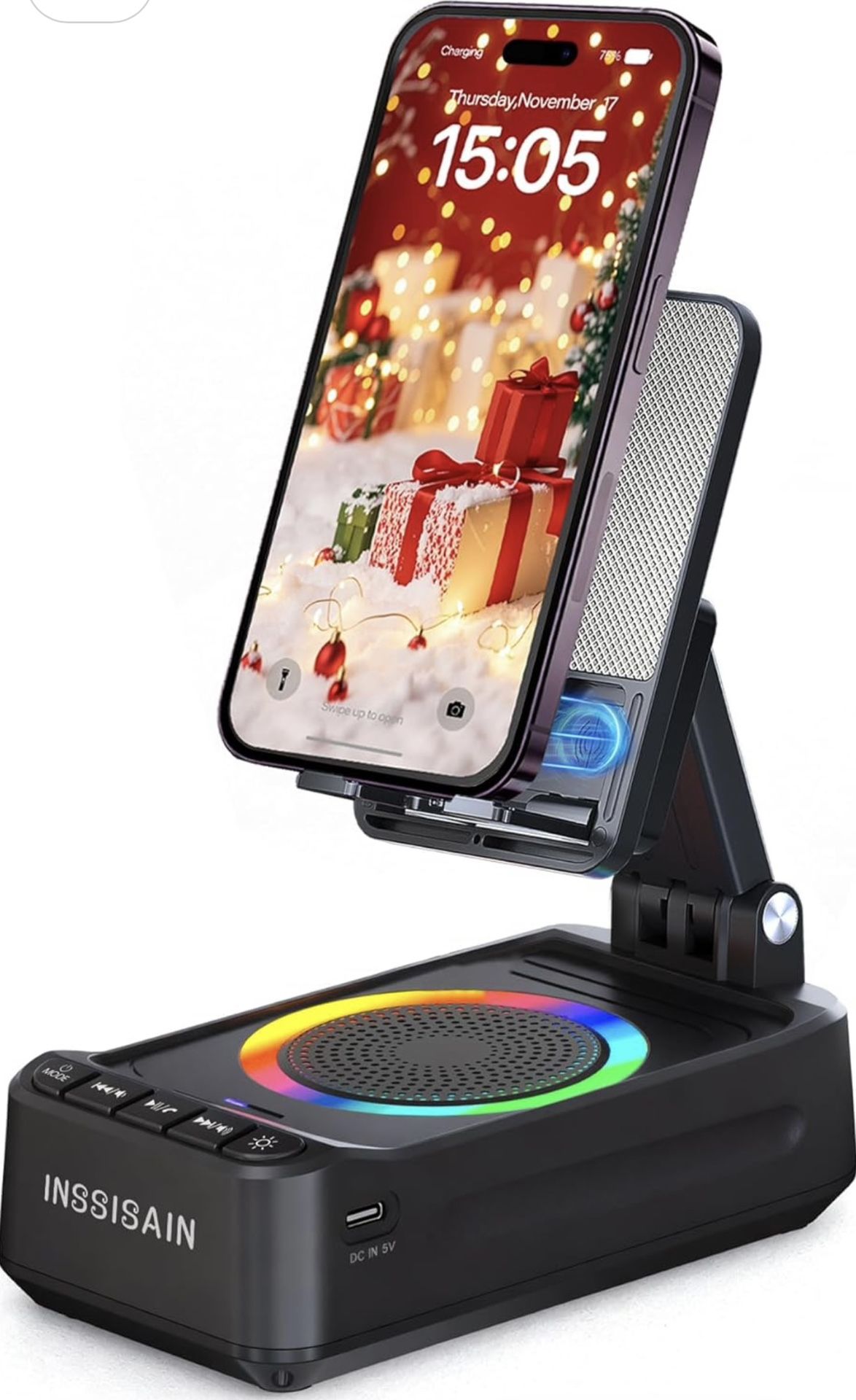 Brand New Wireless Induction Bluetooth Speaker with Phone Stand,