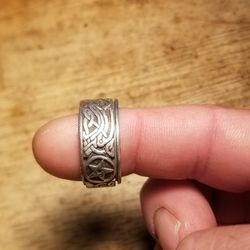 VINTAGE SILVER PETER STONE ROTATING BAND RING  SIZE 11