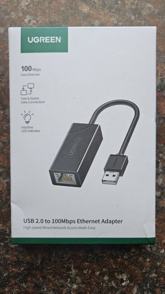 USB 2.0 to Ethernet Adapter plus CAT5 Cable