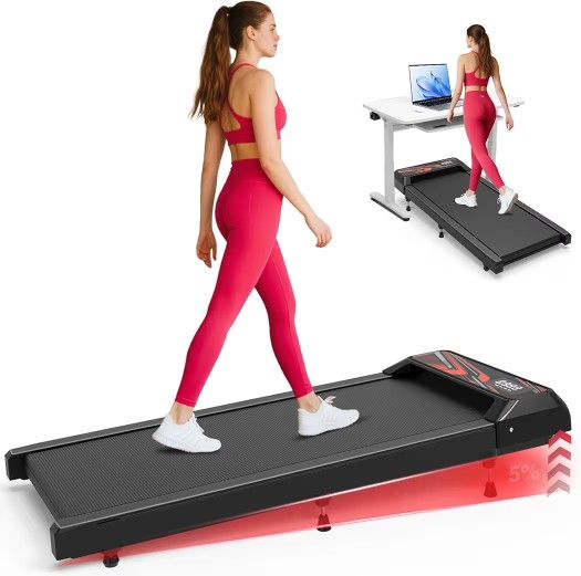 2.5HP Walking Pad with Incline, Under Desk Treadmill, 3 in 1 Low Noise, Small Portable Compact, with Led Screen, Remote, 265lbs Capacity