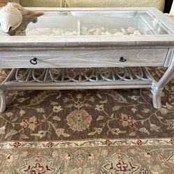 Coastal Shadow Box Coffee Table W/ Shells