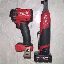 Milwaukee Fuel 3/8" Compact Impact Wrench  • 3/8" Ratchet W/Battery / Both Milwaukee Fuel For 