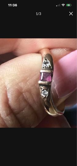 Vintage 14K Gold Ring with Rubí and 2 Diamonds # 7