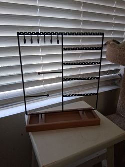 Jewelry Organizer Stand with Wood Base