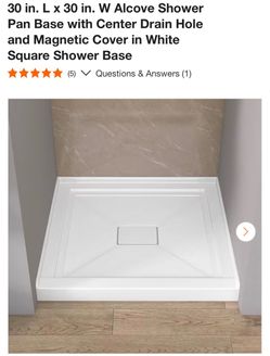 GSB3030C 30 in. L x 30 in. W Alcove Shower Pan Base with Center Drain Hole