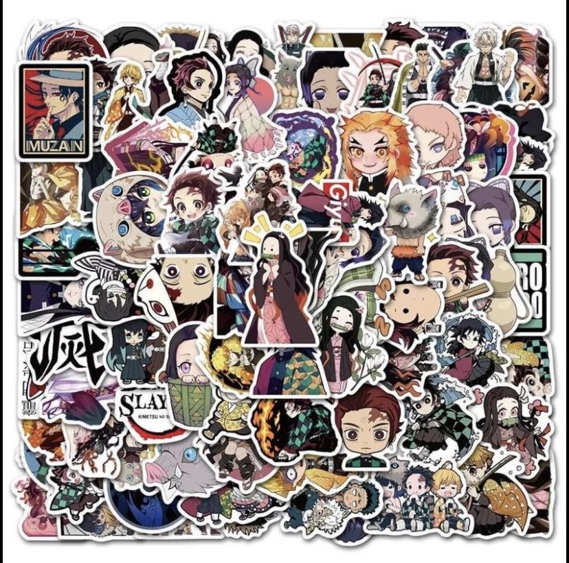 50 Pieces Not Repetitive Demon Slayers Waterproof Sticker Pack