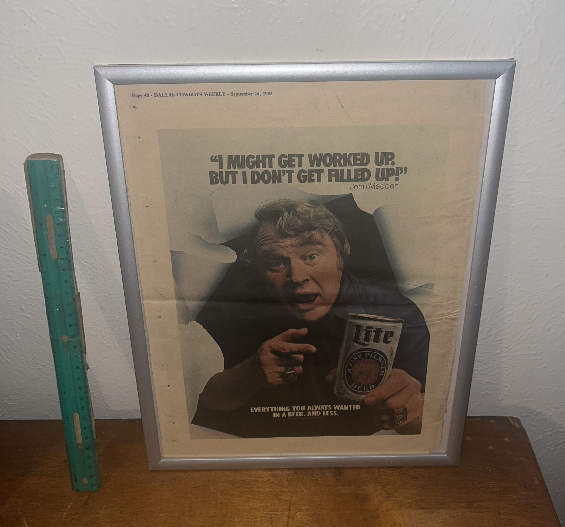 John Madden Miller Lite Magazine Print Ad Frame 