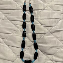 Jay King Onyx Turquoise and Sterling Silver Necklace