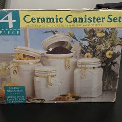 Vintage 4 PC Ceramic Canister Set 