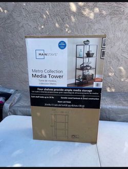 Mainstays Metro Media Tower Shelving Unit, Warm