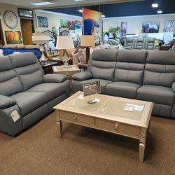 Brand New Real Leather Power Reclining Sofa And Loveseat 