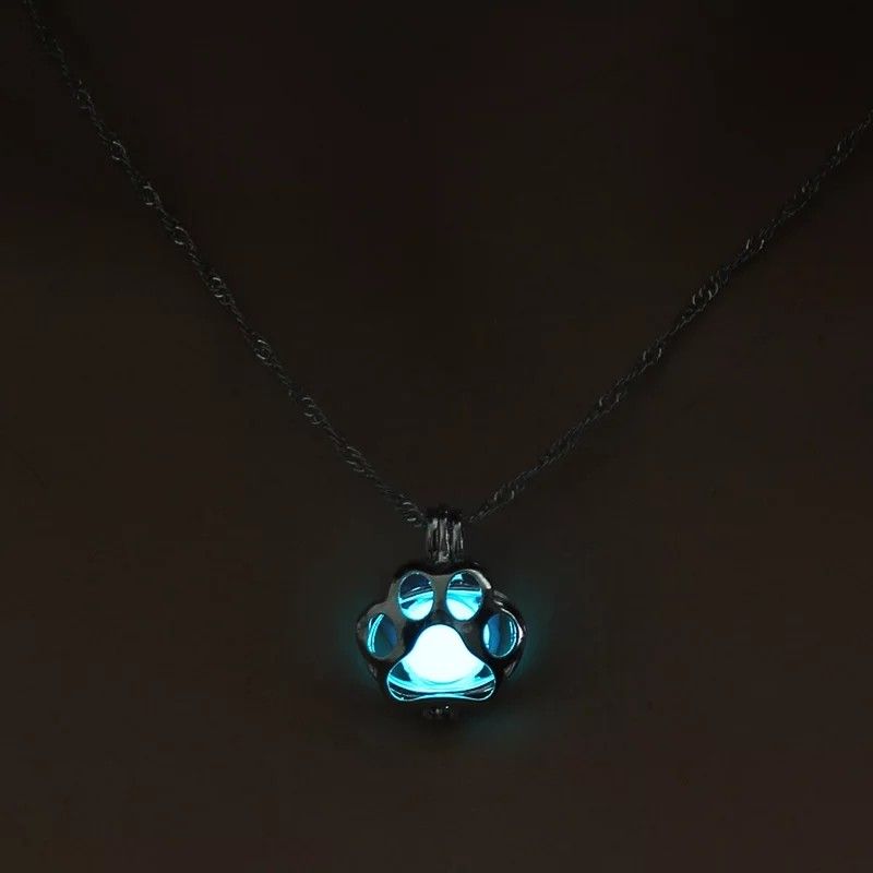 New Women's Glow in the Dark Dog Paw Necklace