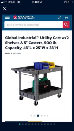 HD Global Industrial Utility Cart w/2 Shelves & 5" Casters, 500 lb. Capacity, 46"L x 25"W x 33"H HVAC New cost over $170 w tax My price is $99 obo V