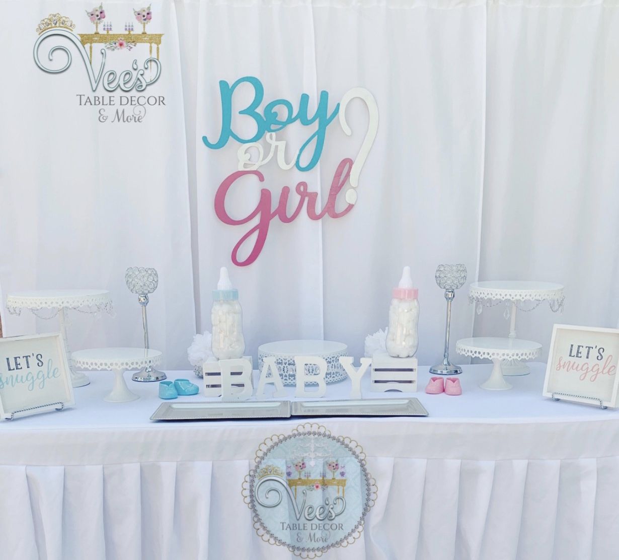Gender Reveal/Gender Reveal Dessert Table/Gender Reveal Party/Gender Reveal Candy table/Candy bar/pink or blue/gender reveal dessert table