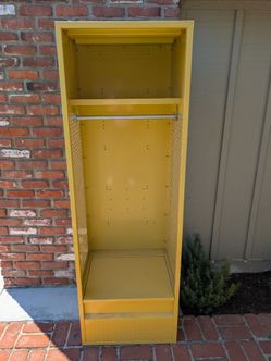 Yellow Metal Locker with Shelf and Hanging Rod