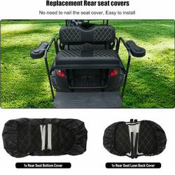 NOKINS Golf Cart Seat Covers for Club Car and EZGO &amp; Yamaha Replace Back/Rear Seat Cushions, Multiple Colors, Durable Vinyl, Easy to Install black