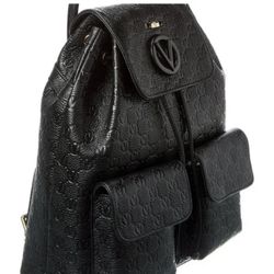 Valentino by Mario Valentino Simeon Dollaro Monogram Leather Backpack and Valentino black leather wallet
