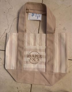 Trader Joe’s Beige Striped mini canvas tote