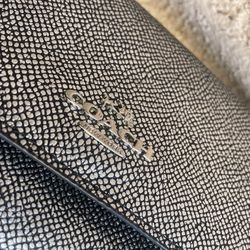 Women Genuine COACH Slim Leather Purse Silver 