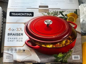 Tramontina Red 4qt. Braiser -enamel cast-iron.