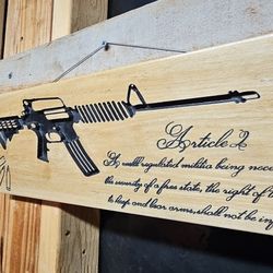 Engraved Rifle Art With Second Amendment Text