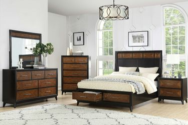 Brand new bamboo/black queen bed frame + dresser + mirror + nightstand clearance sale!
