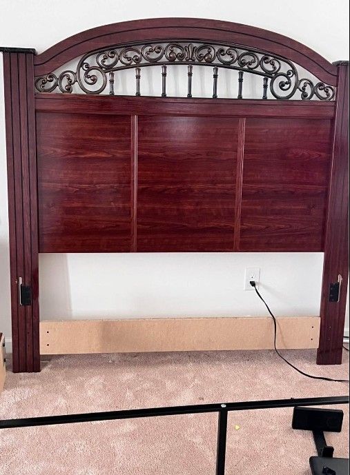 LIKE NEW Beautiful Cherry Wood And Marble Queen Bedroom Suite (4 Pieces)