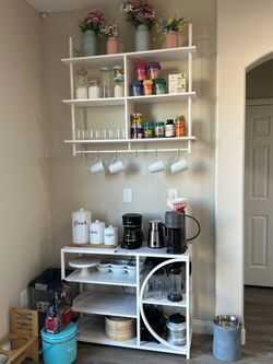 2-Piece Modern Farmhouse Matching Wall Shelf & Console Table