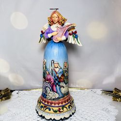 Jim Shore Angels Rejoice Joy To The World Angel Figurine Musical Nativity WATCH