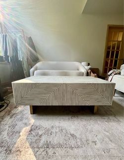 Anthropologie Savi Striped Inlay Petite Coffee Table