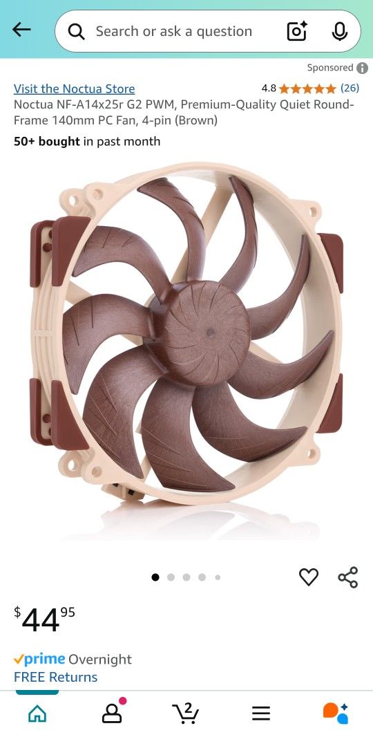 Noctua NF-A14x25r G2 PWM, Premium-Quality Quiet Round-Frame 140mm PC Fan, 4-pin (Brown)