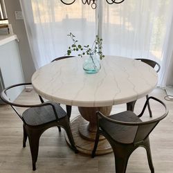 Set 4 Metal And Wood Farmhouse Bistro Chairs