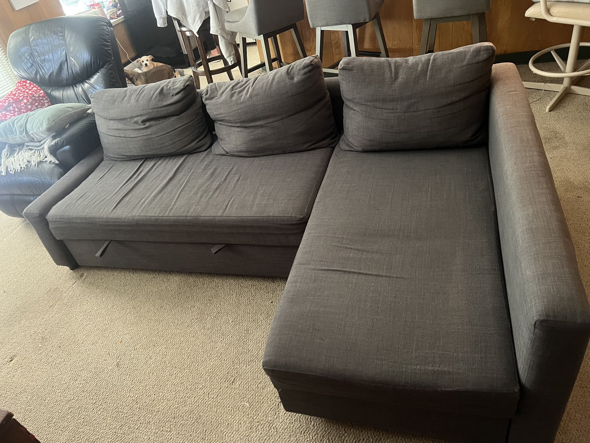 FRIHETEN Sleeper sectional,3 seat w/storage, Skiftebo dark gray