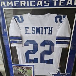 Emmett Smith Signed And Mounted Jersey