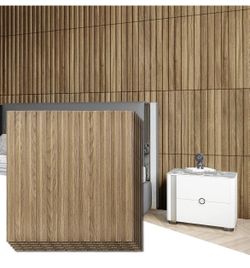 Art3d Slat Wall Panel, 3D Fluted Textured Panel 12-Tile 19.7 x 19.7in. - Walnut @B9-808