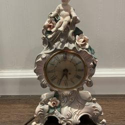 Florence Ceramics Capodimonte Cherub with Roses Clock—Make Offers!!—WANT GONE ASAP