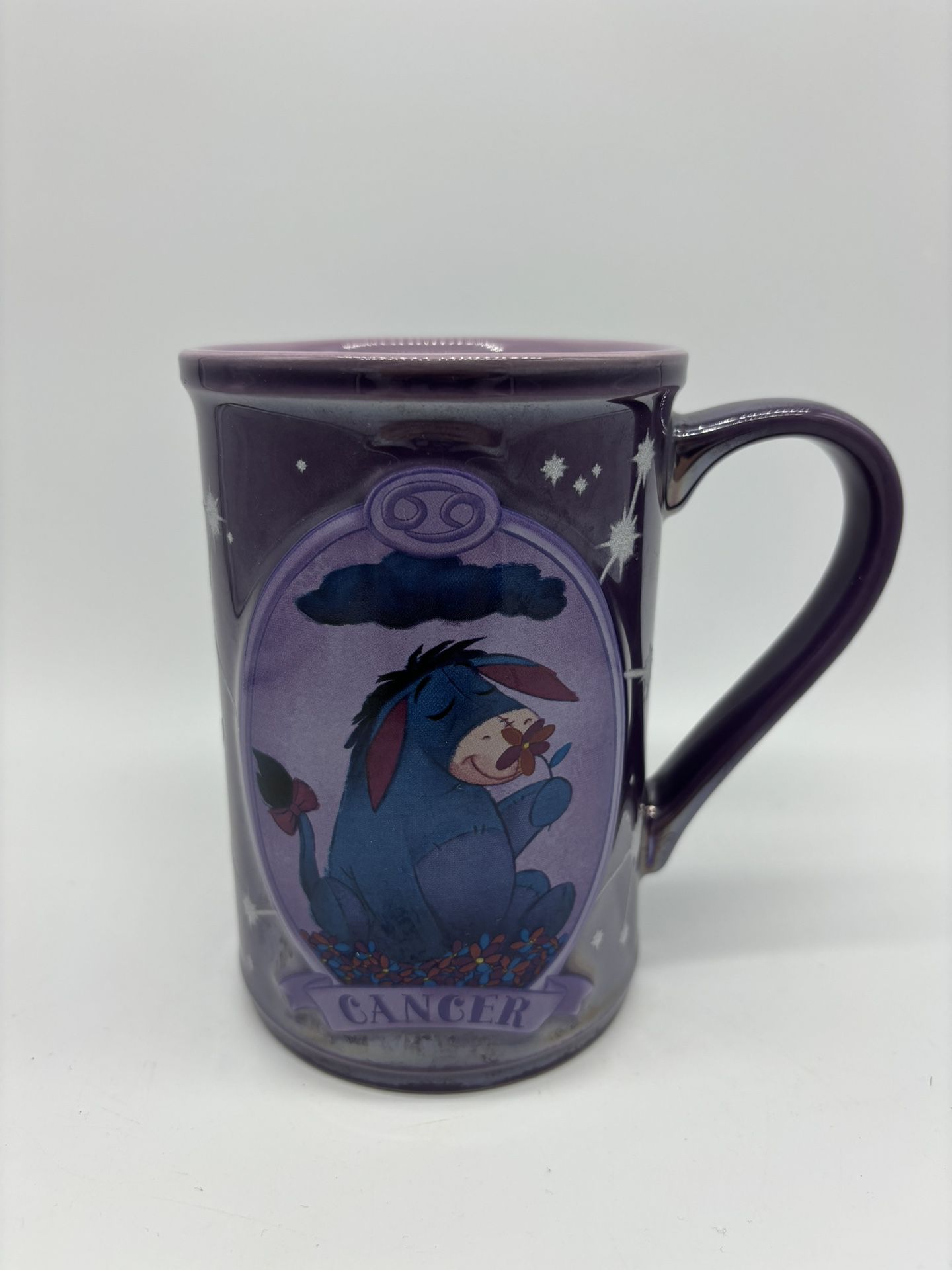 Disney Store Eeyore Ceramic Coffee Mug - Astrology Zodiac Sign Cancer - Purple