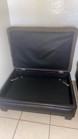 Dark Brown Faux Leather Storage Ottoman