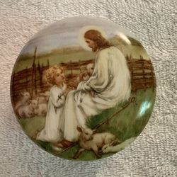 WS GEORGE "The Lord Is My Shepherd" PORCELAIN MUSIC/TRINKET BOX -1991 