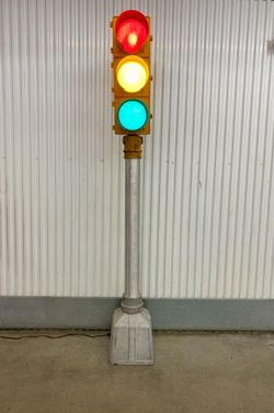 Vintage authentic retired traffic light w/ aluminum pole converted floor lamp by MTS