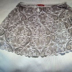 JULIE'S CLOSET WHITE BROWN COTTON FLORAL WOMEN'S MEDIUM SHORT ELASTIC SKIRT
