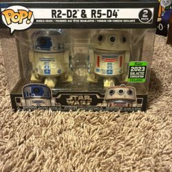 R2 -d2 and R5-d5 Funko 2023 Galactic Convention Exclusive