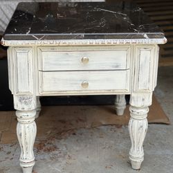 Marble Top Side Table with 2 Drawers