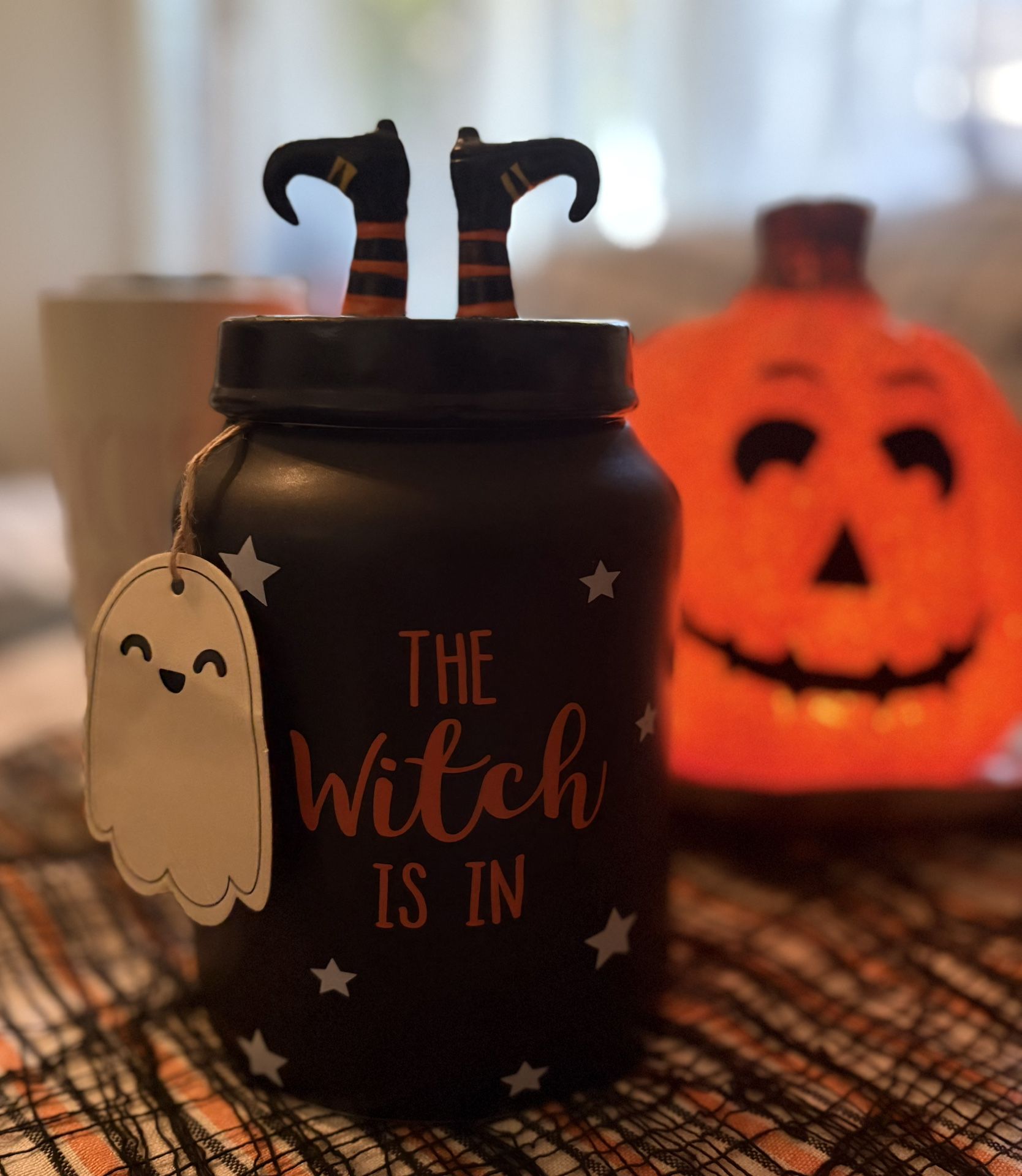 Halloween witches feet canister