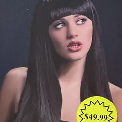 New “Alexia” Long Black Wig – The Fever Wig Collection (Heat Resistant)